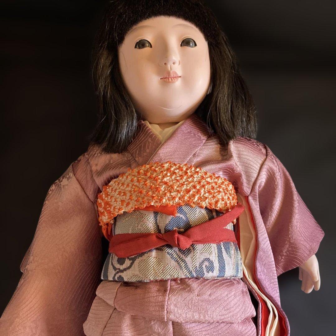 市松人形 薄いピンクの着物　少々難あり