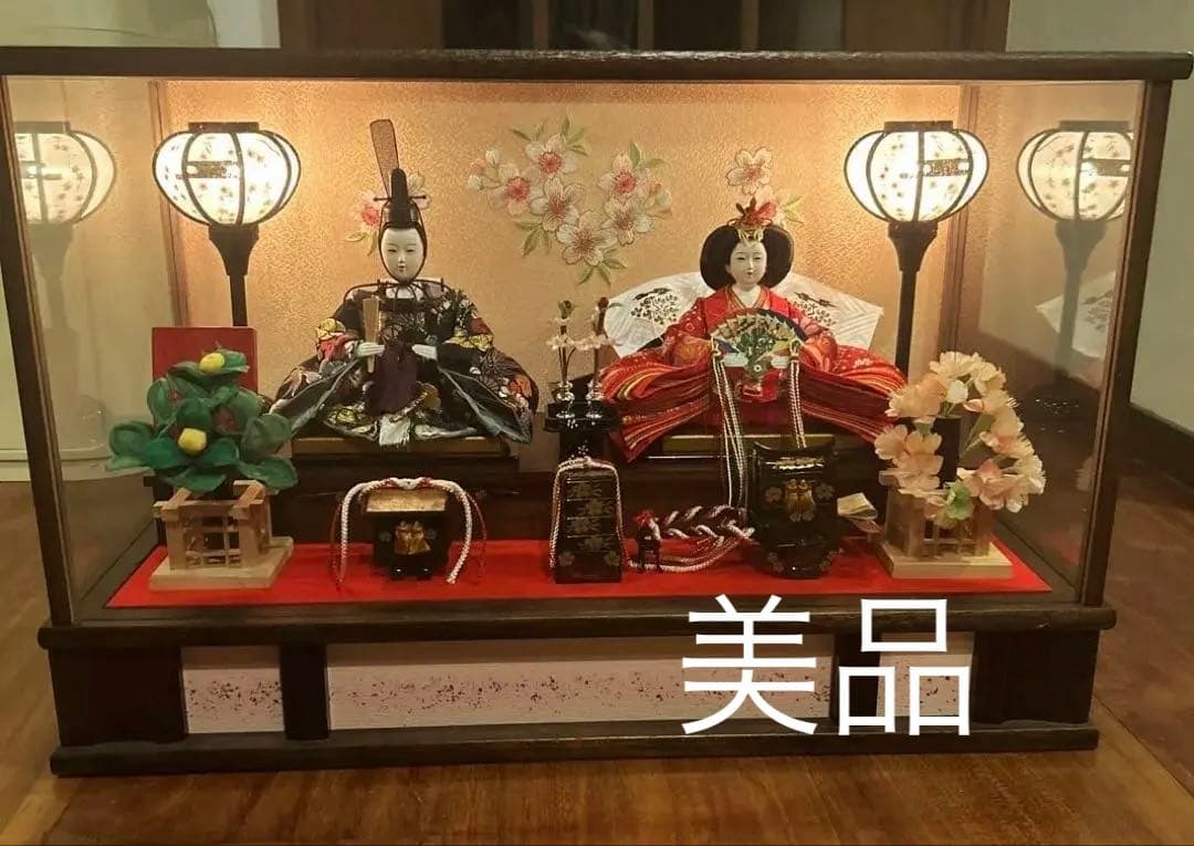 ひな人形 ディスプレイケース 照明付き 美品