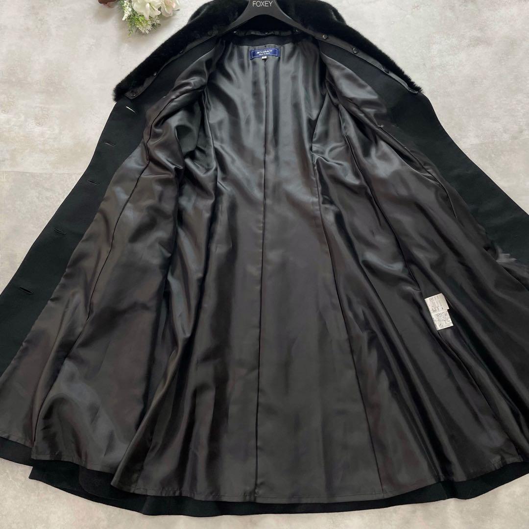 大きいサイズ✨エムズグレイシー ロングコート　42 XL 黒 ファー ビジュー