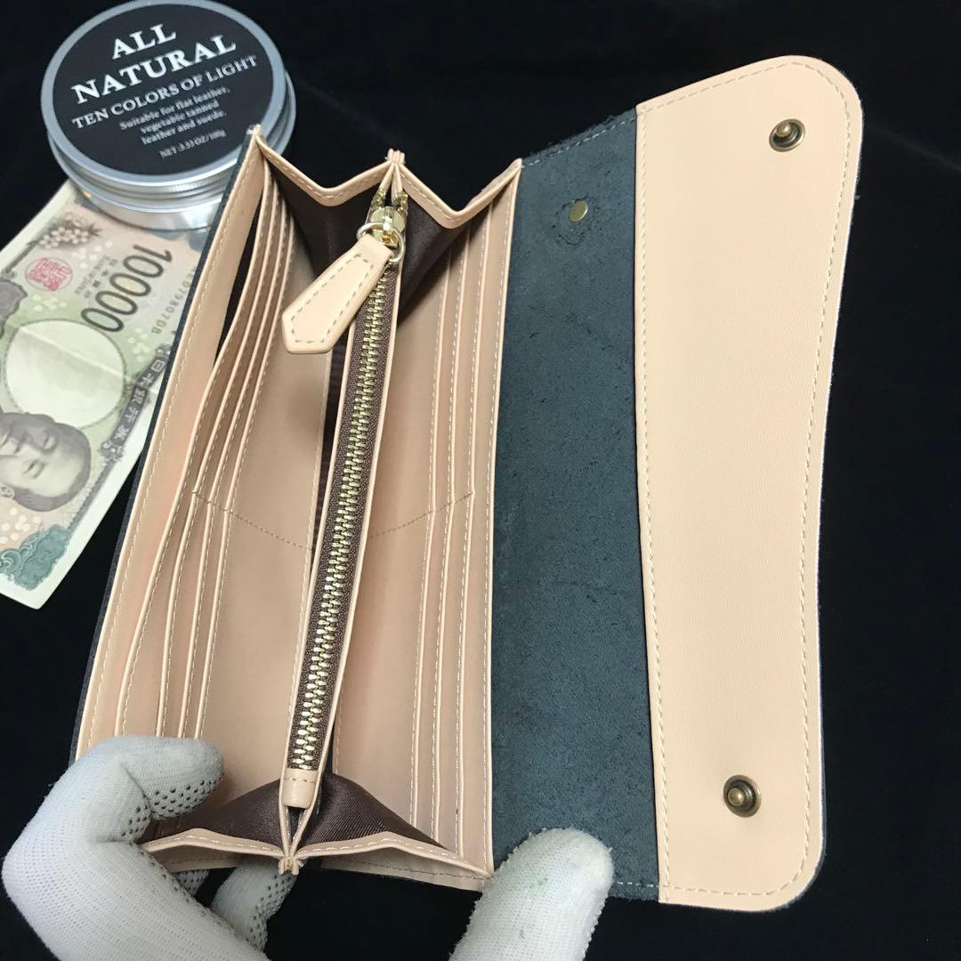 クロ　黒　長財布 本革 ブライドルレザー メンズ ヌメ革レザー 牛革