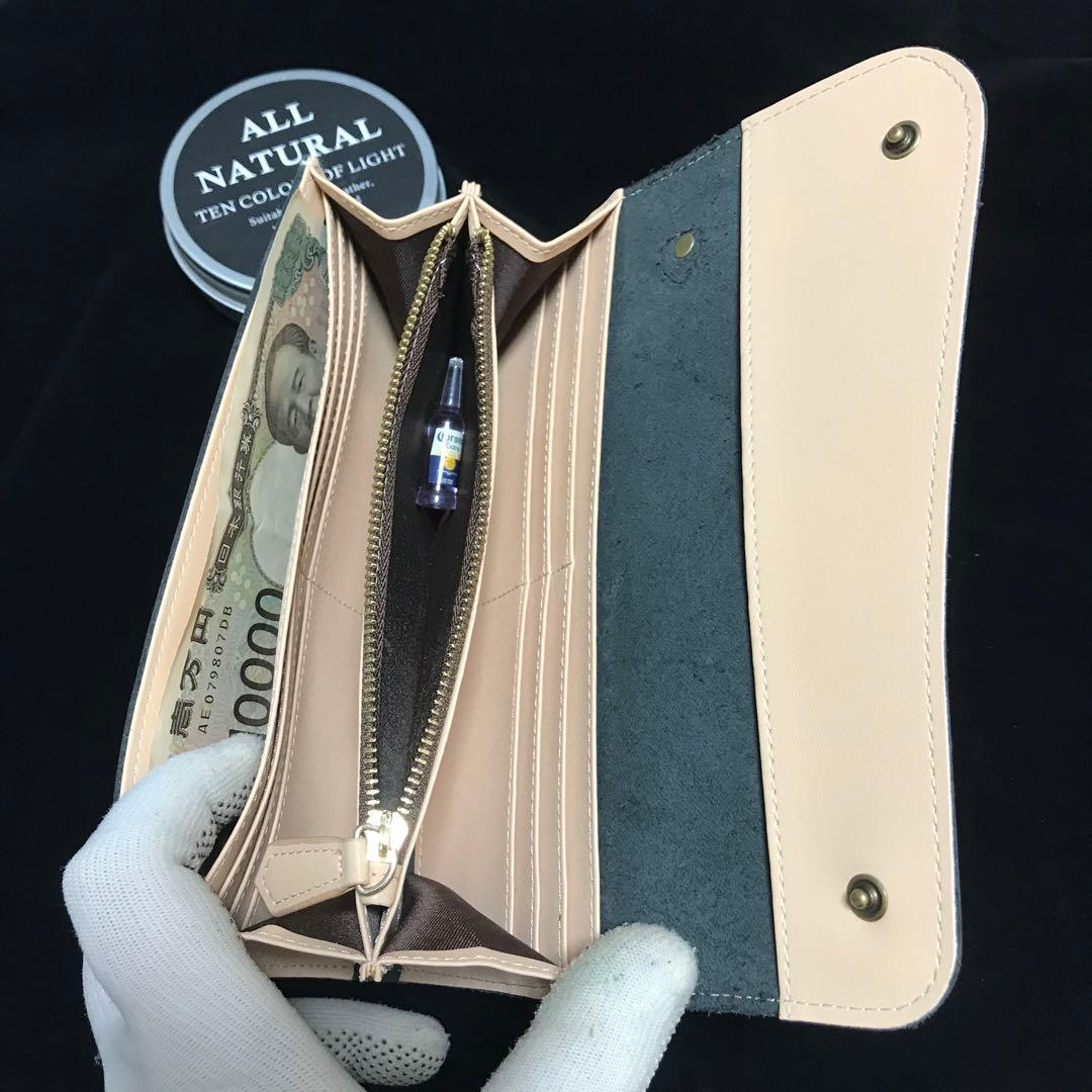 クロ　黒　長財布 本革 ブライドルレザー メンズ ヌメ革レザー 牛革