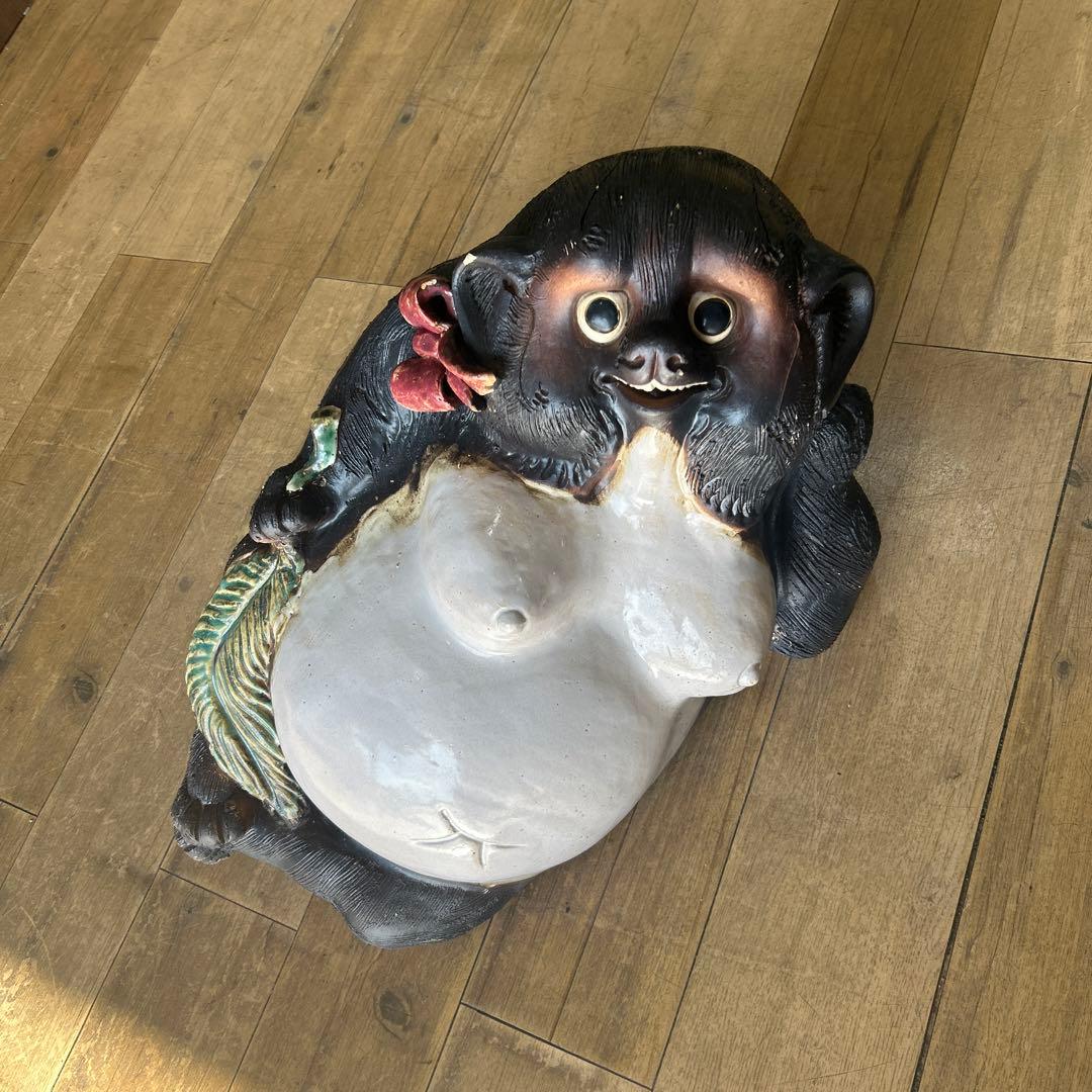 レア　骨董品　狸　タヌキ　たぬき　オブジェ　陶器　貴重
