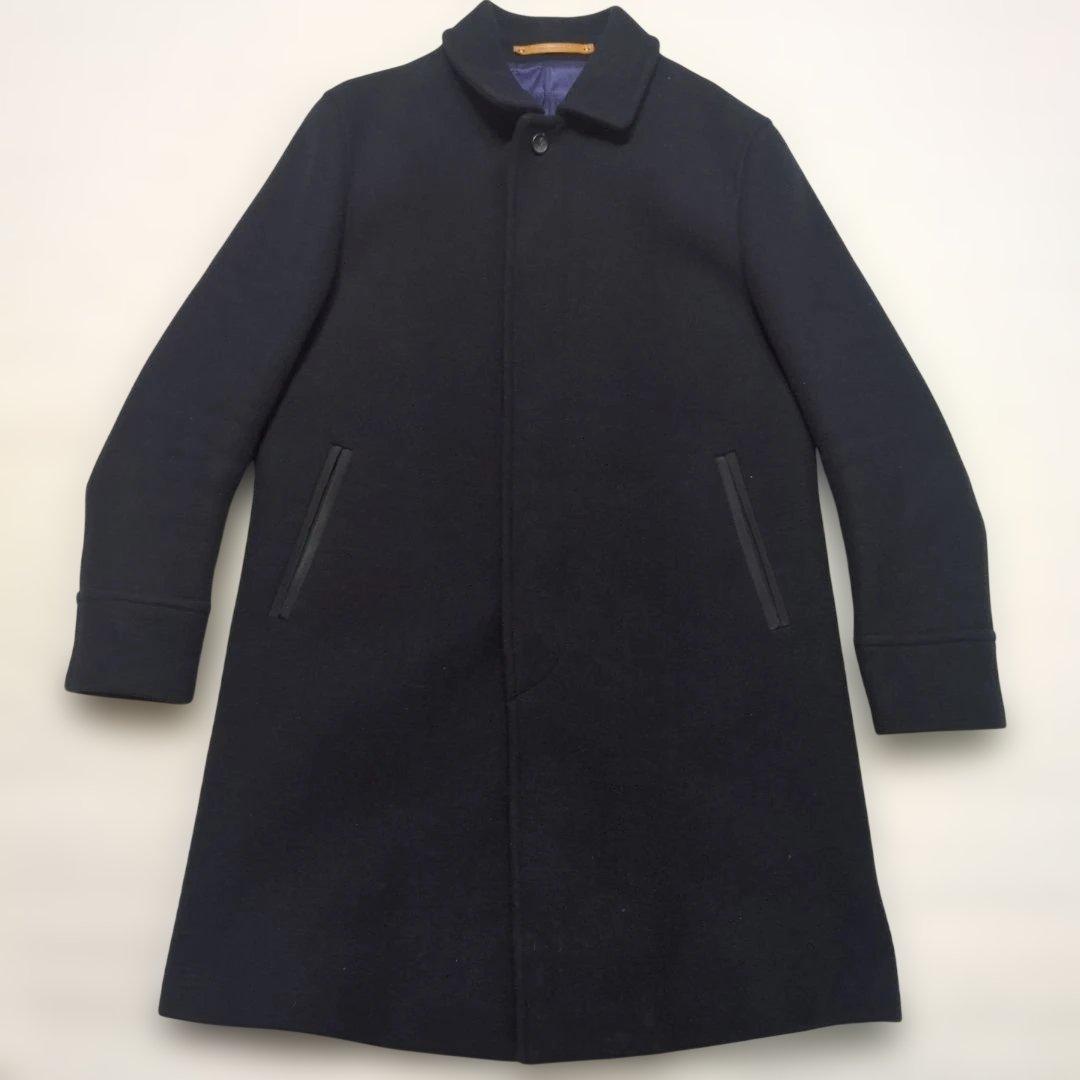 SCYE BASICS☆ステンカラーカシミヤ混ウールコート ネイビーサイズ38