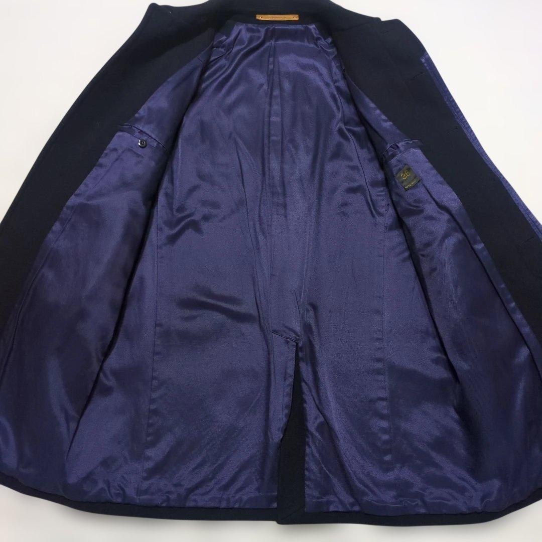 SCYE BASICS☆ステンカラーカシミヤ混ウールコート ネイビーサイズ38