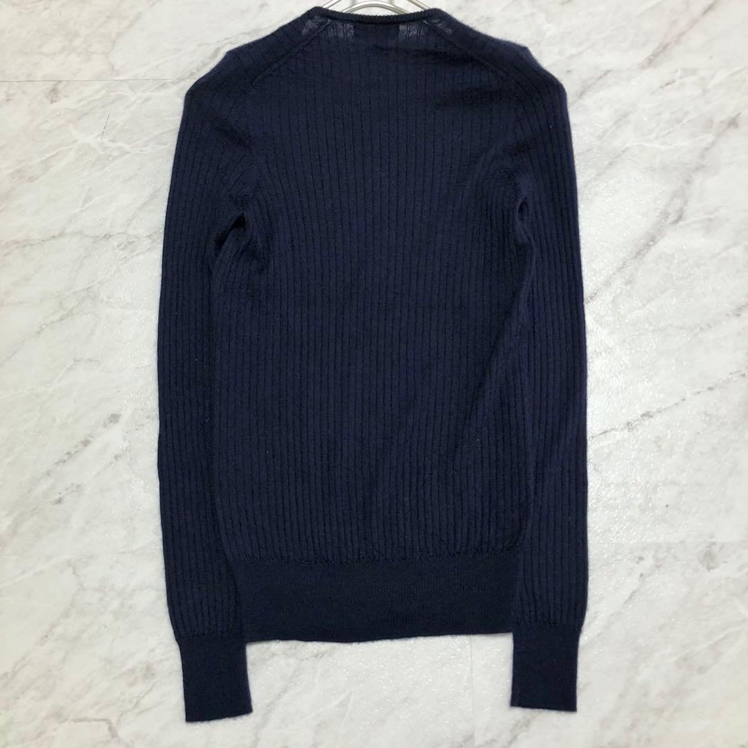 【美品】Drawer 18G カシミヤシルクリブクルーネックニット ネイビー 1