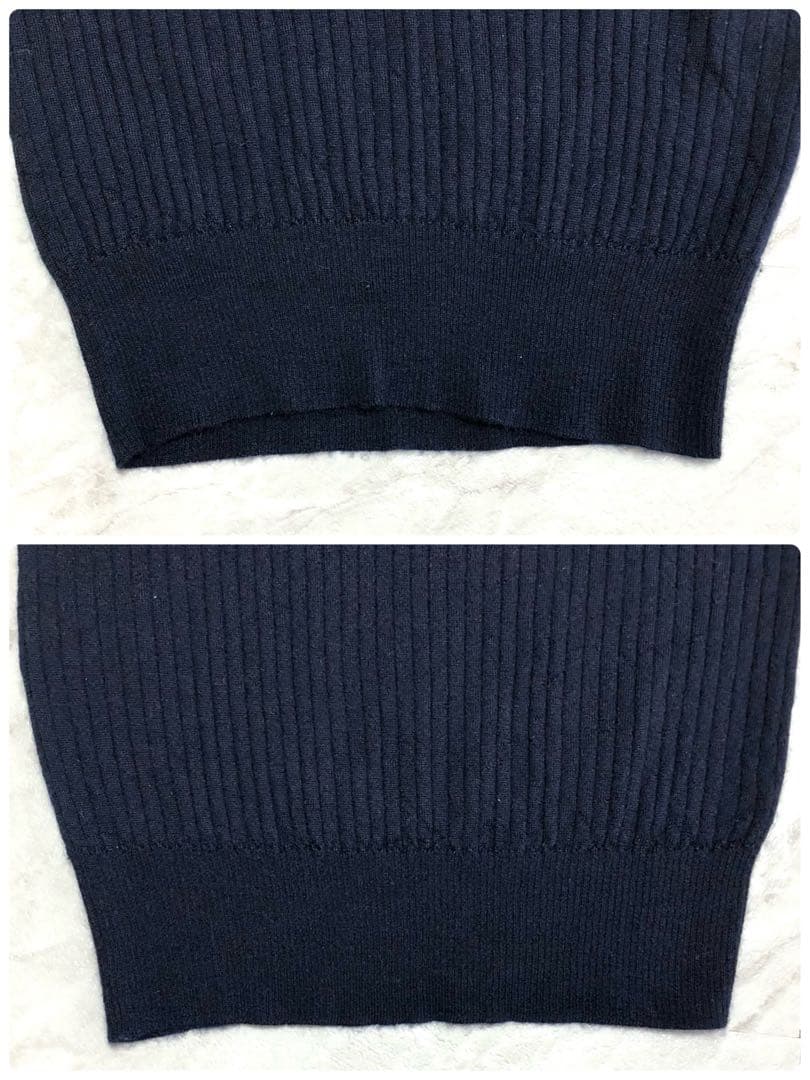 【美品】Drawer 18G カシミヤシルクリブクルーネックニット ネイビー 1