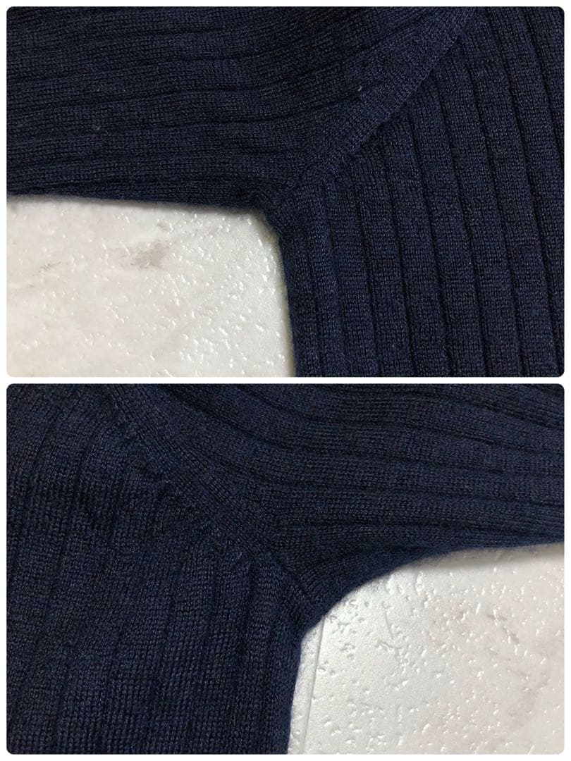 【美品】Drawer 18G カシミヤシルクリブクルーネックニット ネイビー 1