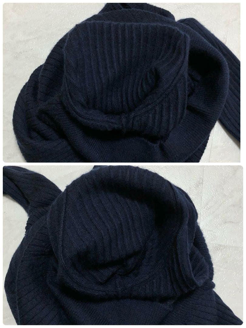 【美品】Drawer 18G カシミヤシルクリブクルーネックニット ネイビー 1