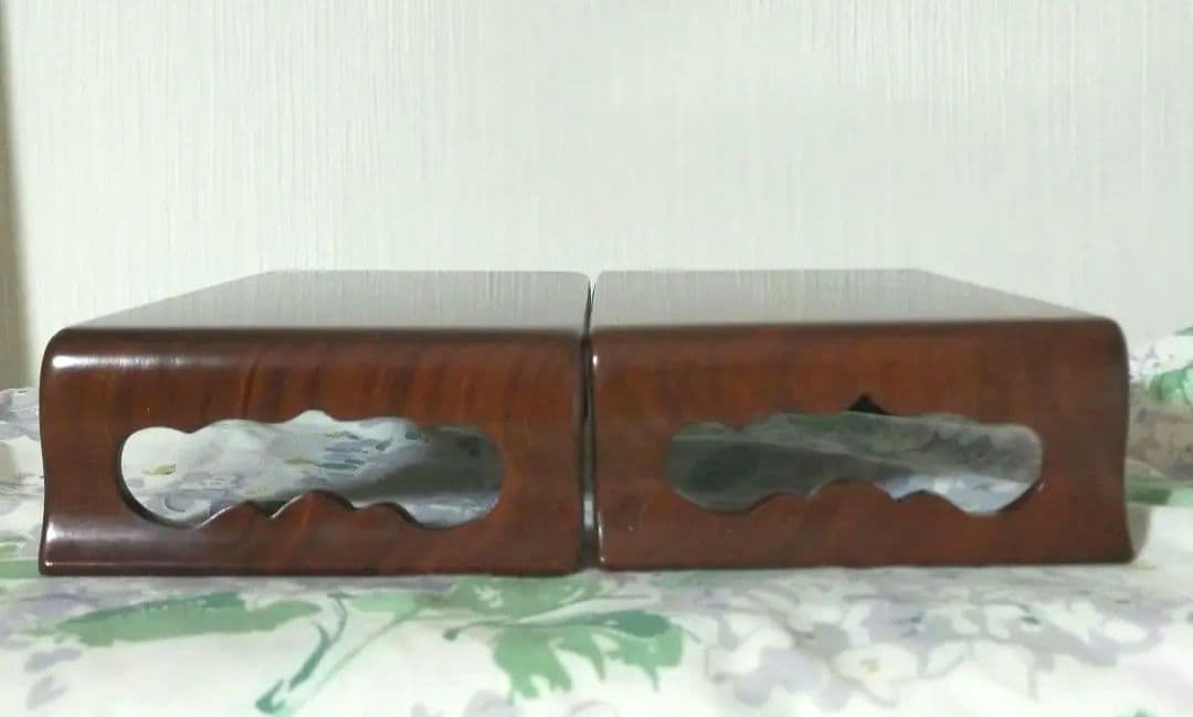 セール✨中国美術工芸品　唐木　天然木ミニ花台　2点セット
