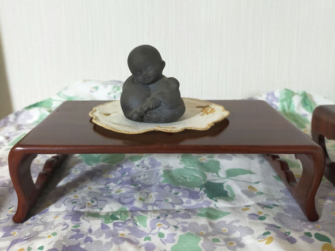 セール✨中国美術工芸品　唐木　天然木ミニ花台　2点セット