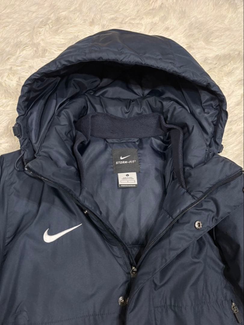 NIKE ベンチコート ネイビー L 中綿 肉厚 フード着脱　2way