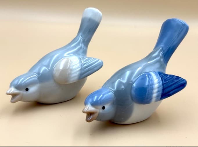 ヨーロッパ 1970年代ヴィンテージ 陶器の青い鳥たち 10羽セット