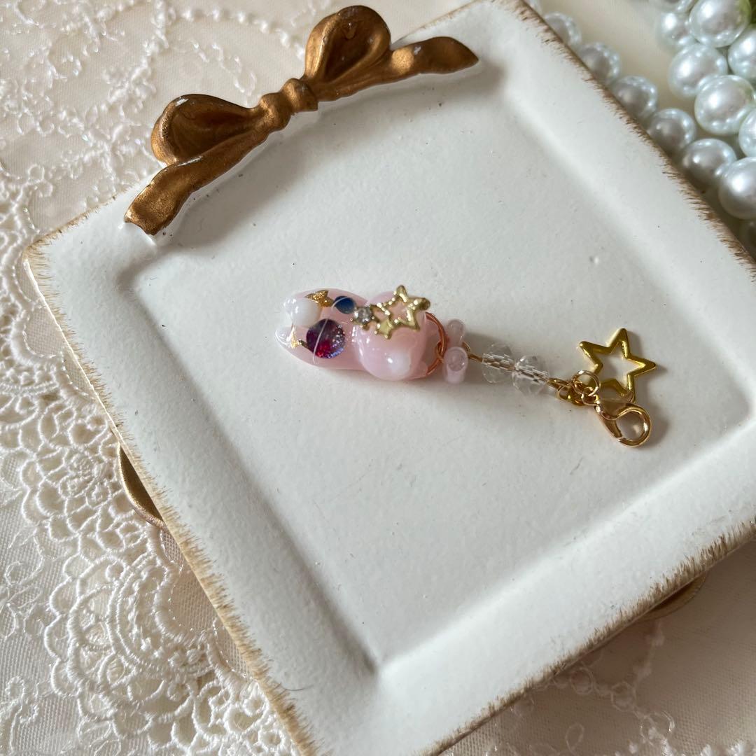 ฅ❤️ レジン　ねこ　宇宙　惑星　チャーム　パール　ハンドメイド
