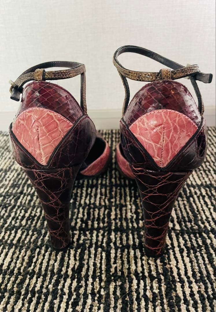 再値下★PRADA レザー ハイヒール アンクルストラップ