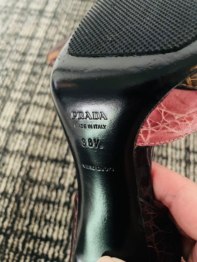再値下★PRADA レザー ハイヒール アンクルストラップ