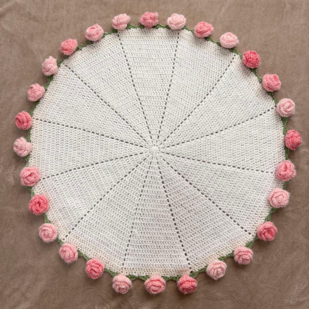 バラ さくらピンク グラデーション 花束ブランケット 85cm ハンドメイド