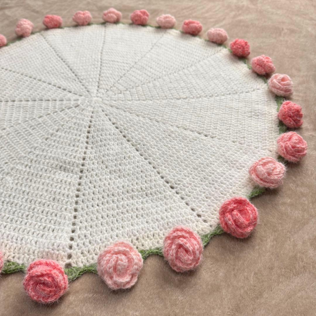 バラ さくらピンク グラデーション 花束ブランケット 85cm ハンドメイド