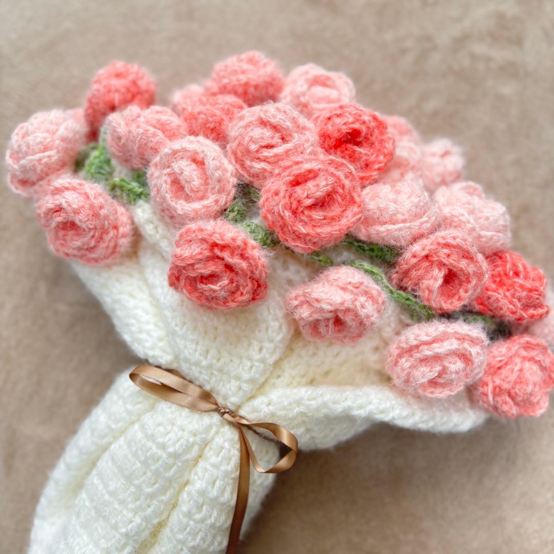 バラ さくらピンク グラデーション 花束ブランケット 85cm ハンドメイド
