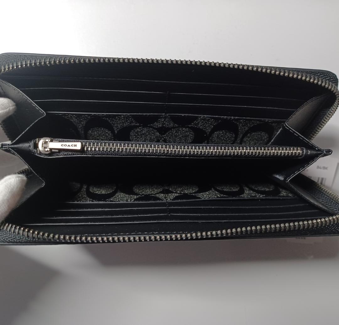 新品未使用 COACH ブラック ラウンドジップ 長財布 あんしん鑑定利用可能