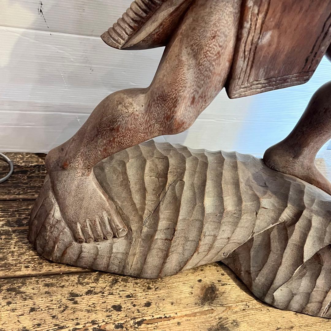 置物 木彫木像 高さ約84.5cm 工芸品 オブジェ インテリア　インディアン