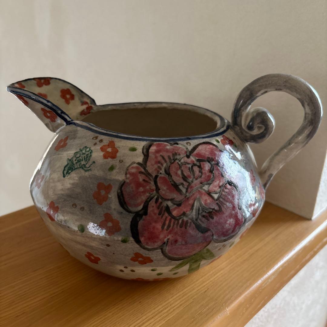 つちやまり　花柄陶器の花器