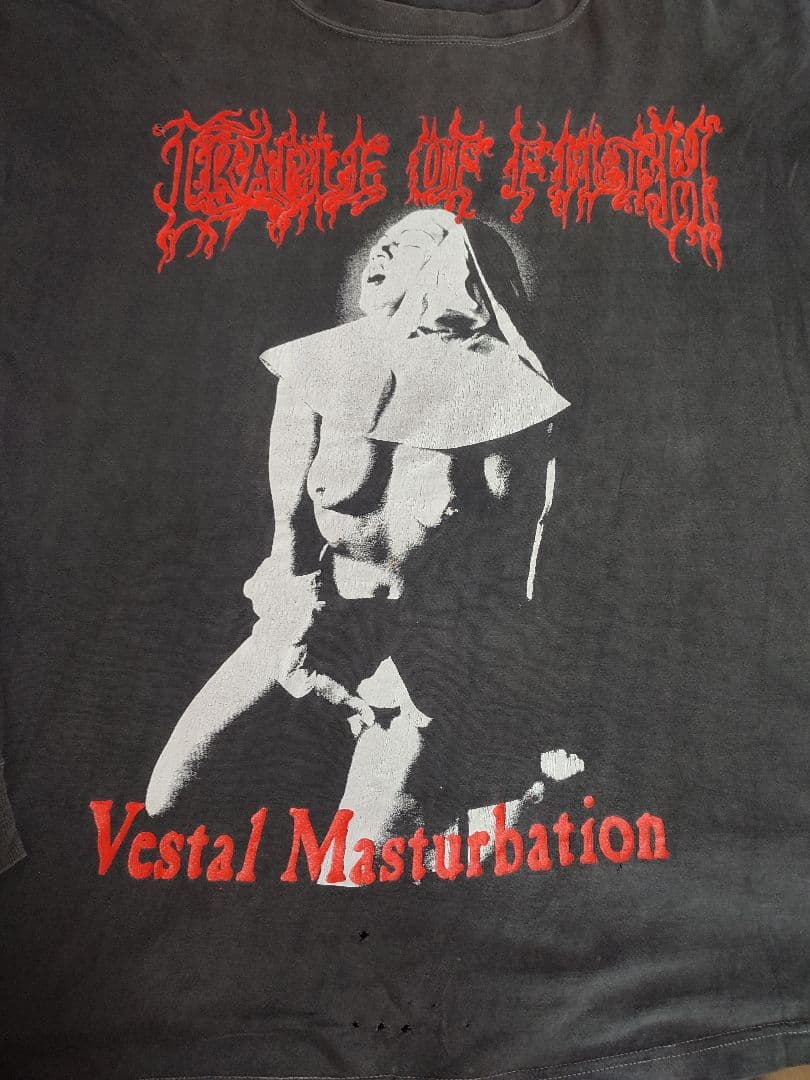 【値下げ不可】古着 cradle of filth ロンＴ フェード ボロ