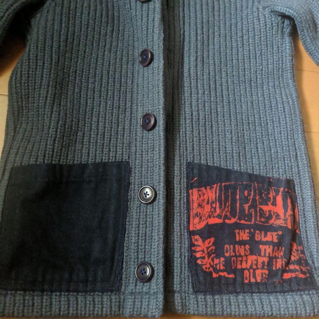 BLUE/BLUE ブルーグレー ニットカーディガン