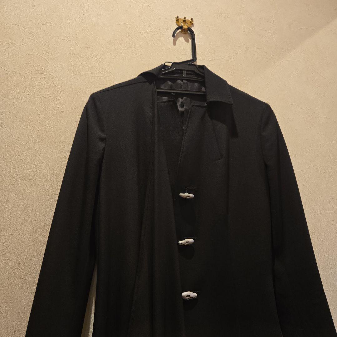 d*2様 ヨウジヤマモトNOIRSize1 ブラック ロングコート スカルボタン