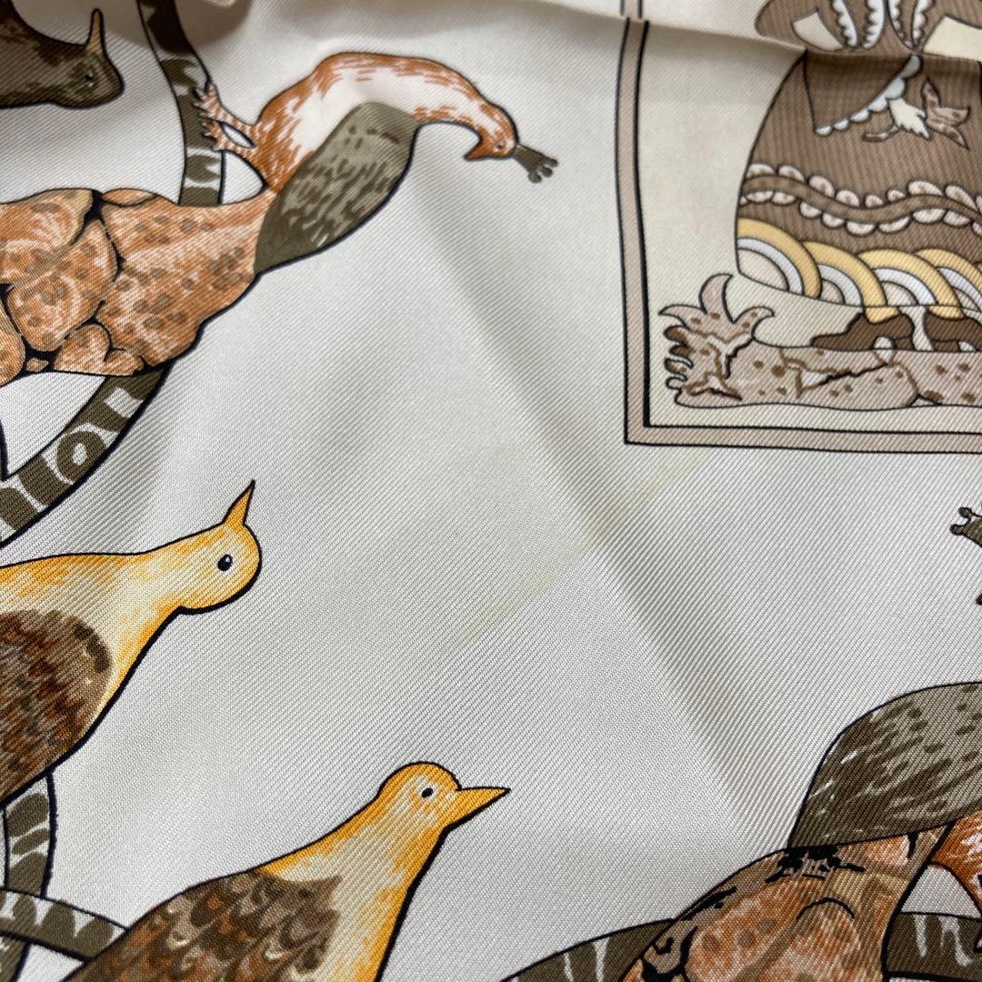 HERMES　スカーフ　カレ90　EARLY AMERICA 動物柄　茶系
