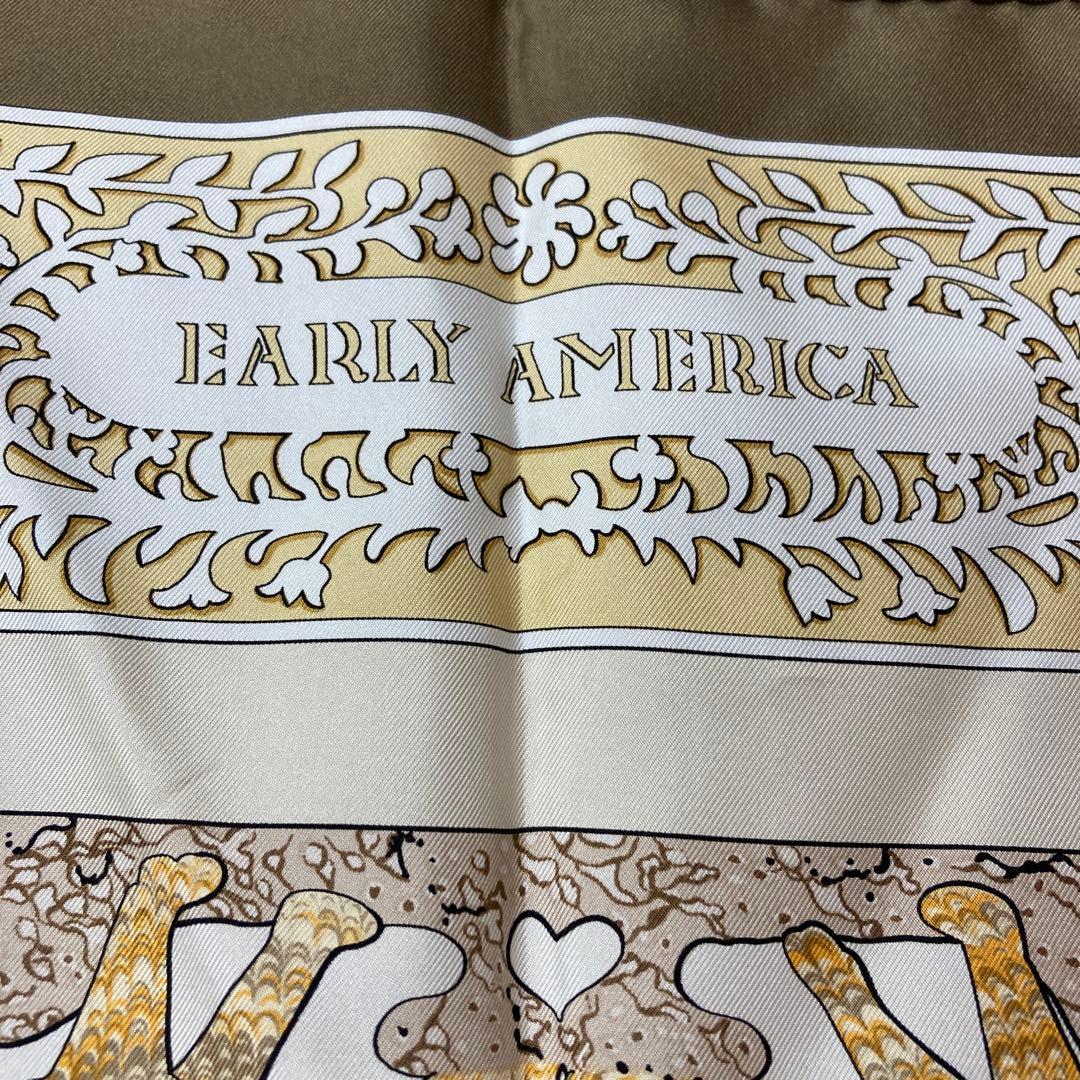 HERMES　スカーフ　カレ90　EARLY AMERICA 動物柄　茶系
