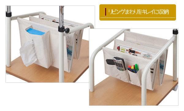テーブルワゴン/高さ調節機能付/多機能ソファサイドテーブル【ブラウン】