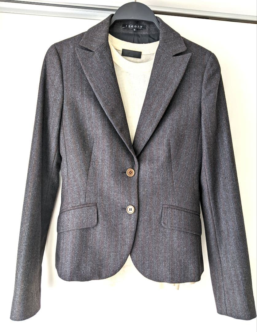 【極美品】theory セオリー スーツ 上下　グレー ストライプ 希少　M　S