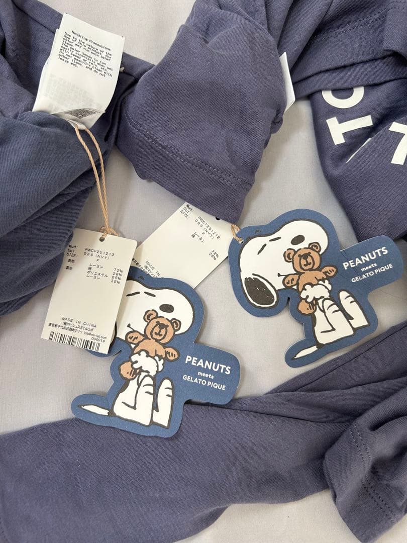 ジェラートピケ PEANUTS スヌーピー ルームウェア 上下セット ネイビー