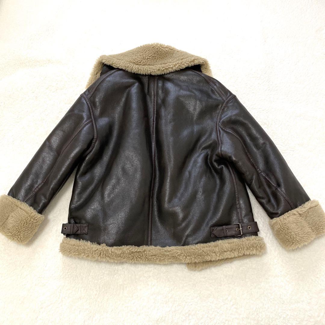 完売モデルZARA ザラ　ダブルフェイスショート ボアジャケット XS レザー