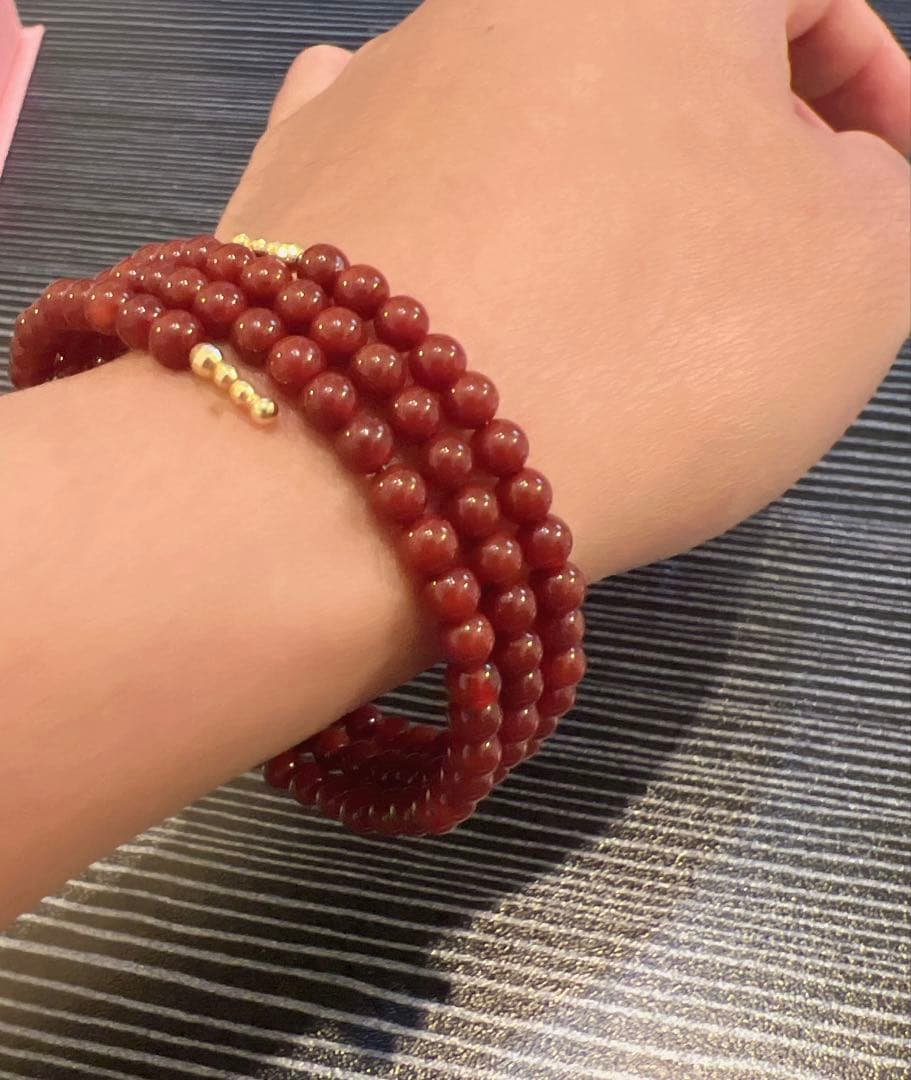 K18レディースブレスレットRED AGATE セール❣️