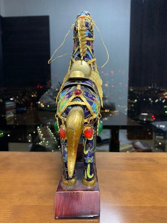 銅七宝 七宝焼 中国骨董 年代不明骨董品　開運馬希少