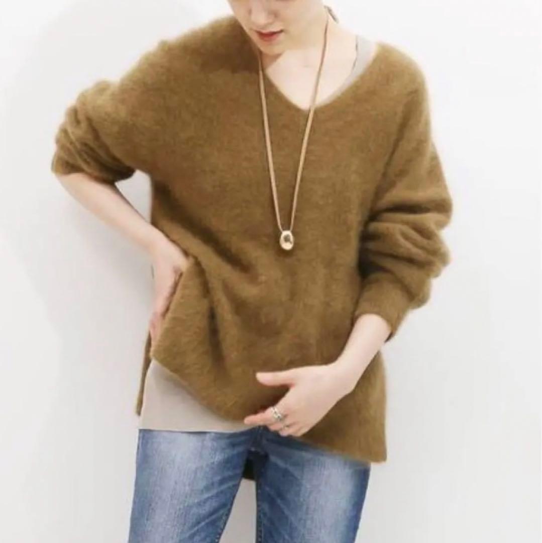 plage プラージュ Fur v ファースリットプルオーバー ニット モヘア