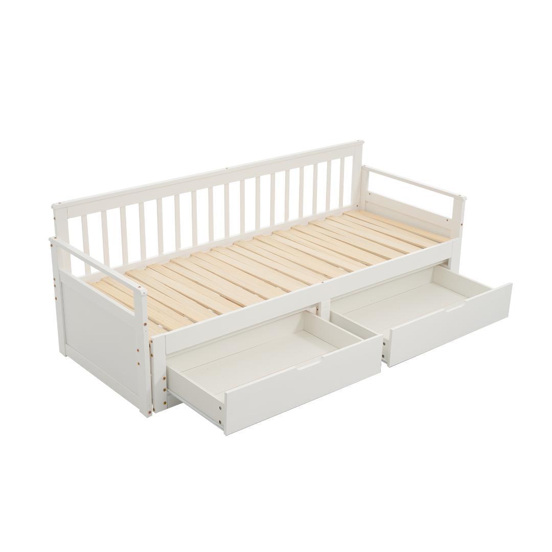 人気再入荷！ソファベッド ディベッド 伸長式ベッド 引き出し付き　WHITE