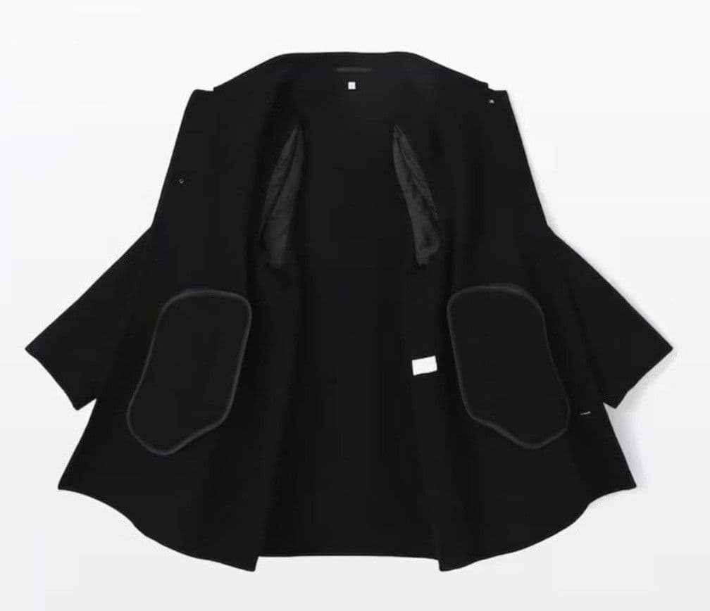MUJI Labo　カシミヤ混ショートステンカラーコート　XL　黒　未使用タグ付