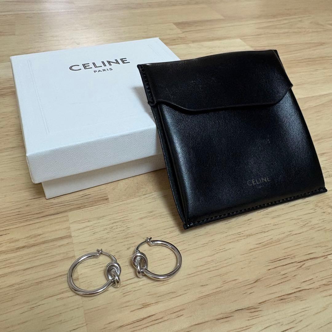 【美品】セリーヌ　ノットスモールフープピアス