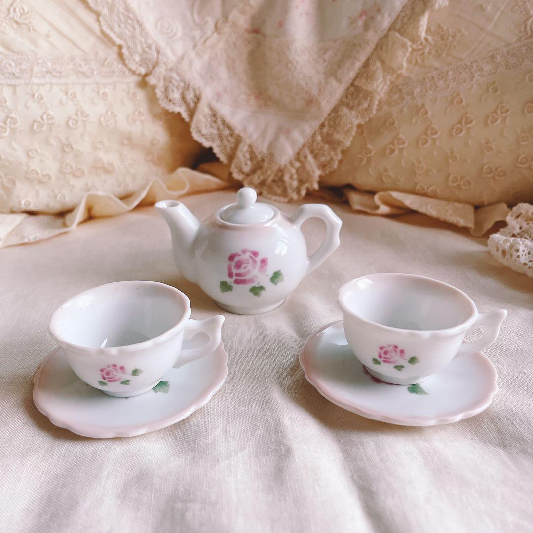 お値下げ廃盤♡マニー♡ローズミニチュアポットカップソーサー5点セットノリタケ薔薇