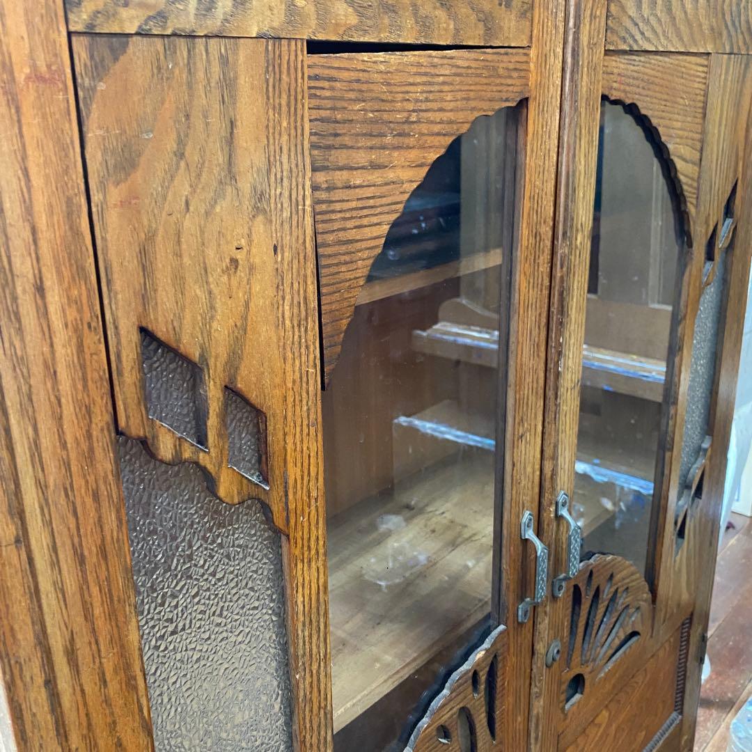 【引取で8600円引き】昭和レトロ 木製キャビネット ガラス扉付き 引き出し付き