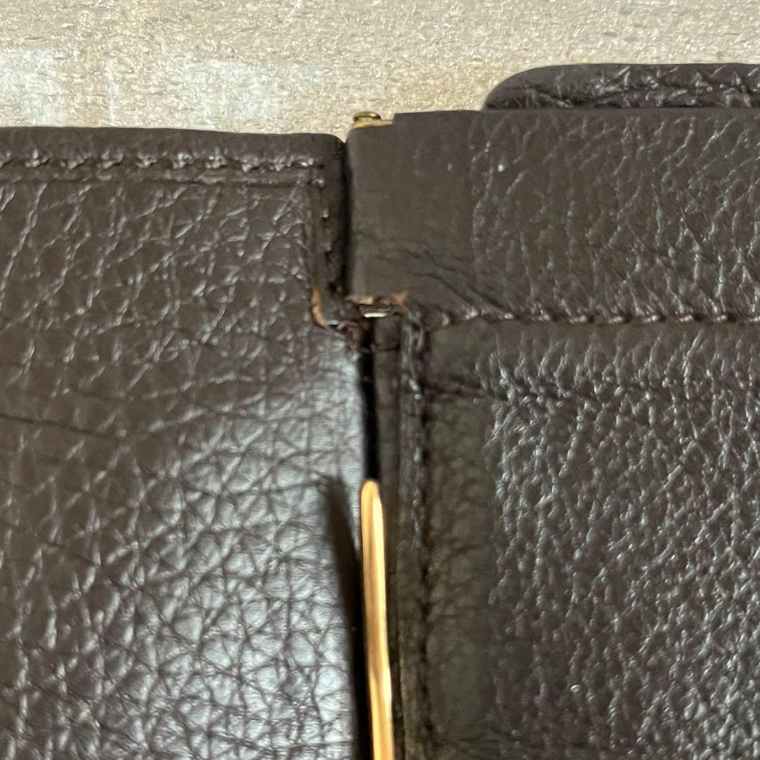 GUCCI グッチ マネークリップ　小銭入れ付き　メンズ レザー　 三つ折り財布