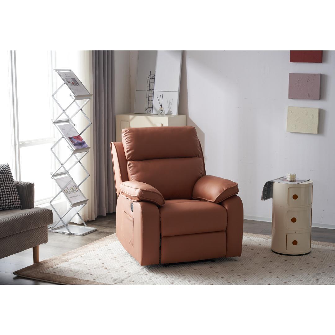 リクライニングソファー 電動リクライニングソファ オットマン一体型【キャメル】