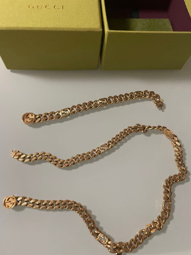 【SALE】GUCCI インターロッキングゴールド ネックレス&ブレスセット⭐︎⭐︎