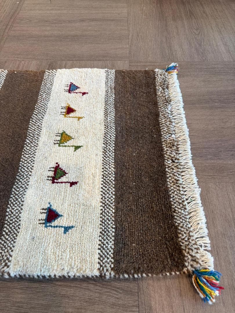ギャッベ 93x64cm ペルシャ絨毯 手織り ギャベ 玄関マットラグ 絨毯