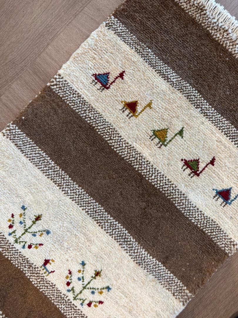 ギャッベ 93x64cm ペルシャ絨毯 手織り ギャベ 玄関マットラグ 絨毯