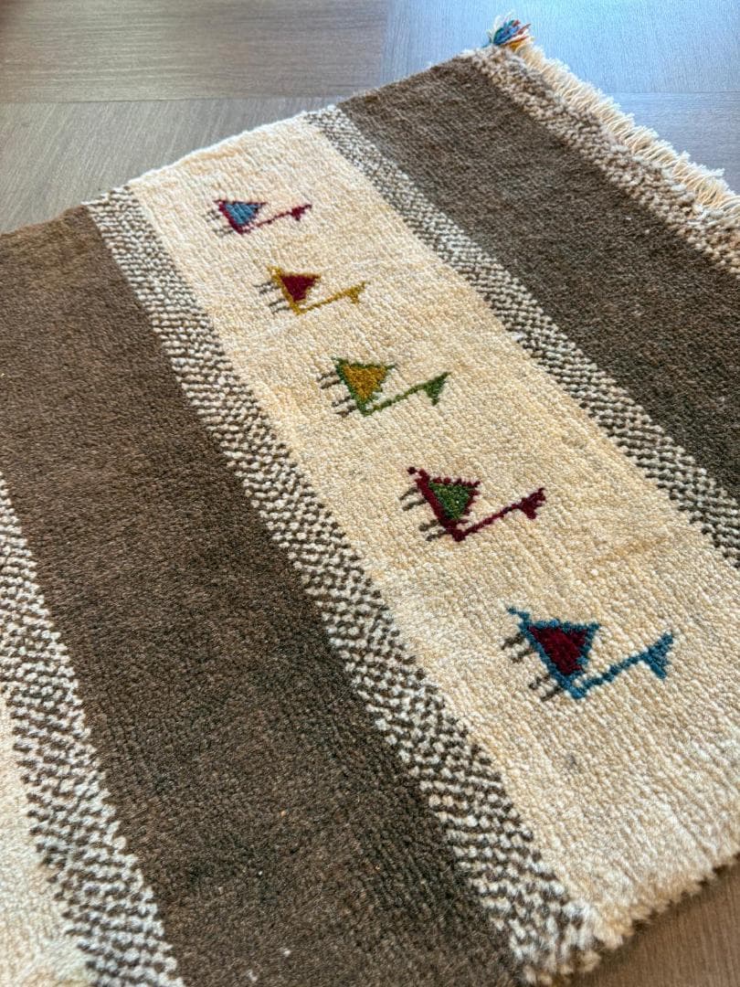 ギャッベ 93x64cm ペルシャ絨毯 手織り ギャベ 玄関マットラグ 絨毯