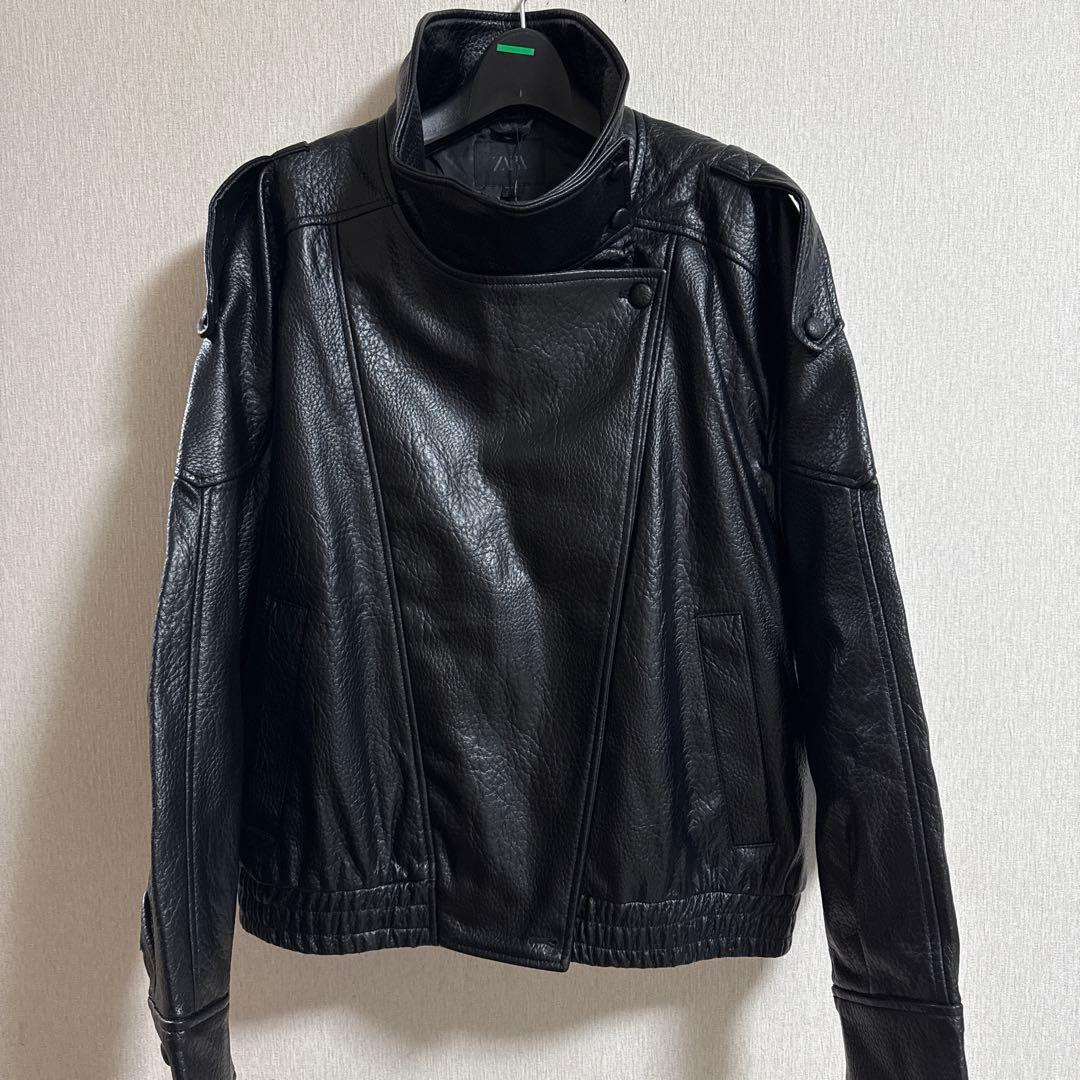 ZARA フェイクレザージャケット XXL ブラック