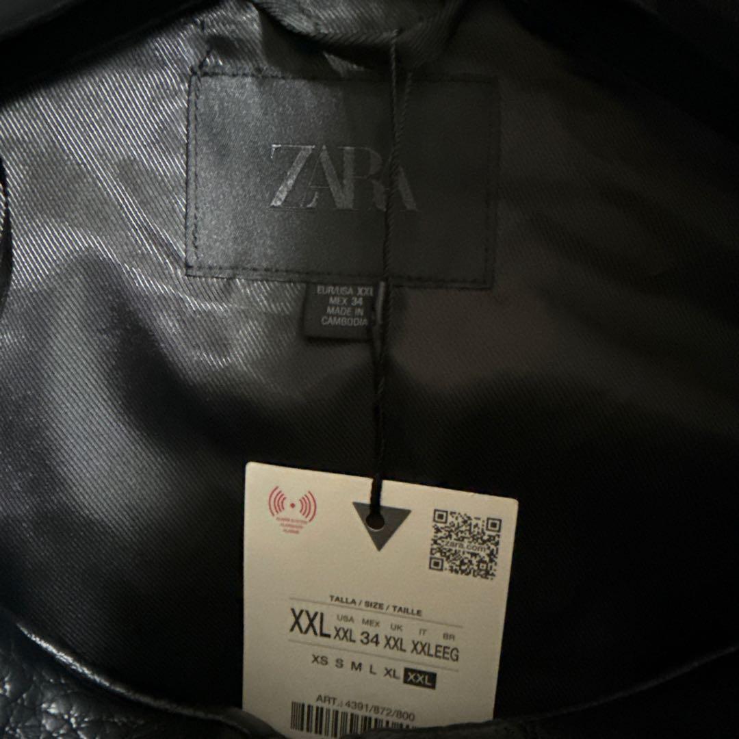 ZARA フェイクレザージャケット XXL ブラック